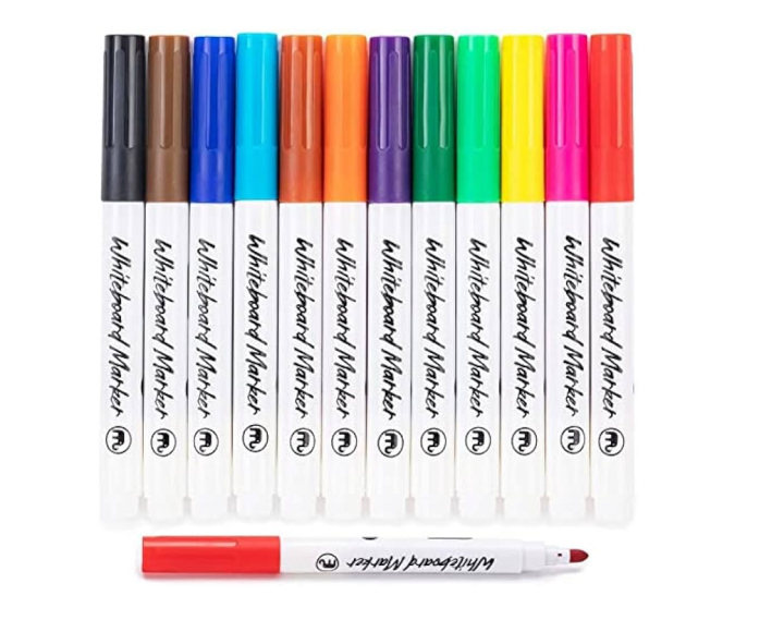 Whiteboard Markers , Mobee Multicolour Art Dry Erase Markers  (12 Colours)