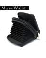 Two Zipped Leather Leather Multi Pocket Micro Wallet - black. 
