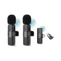 WIRELESS MIC K9 Dual Microphone Mic Plug & Play USB Type C MIC Plug Wireless Lavalier Microphone | Mini Lapel Microphone Wireless Mic For Recording YouTube_Facebook_ Interview Auto Sync Noise Reduction NO APP or Bluetooth Needed- Dual Mic. 
