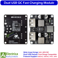 6–32V to Dual USB QC2.0 / QC3.0 24W Fast Charging Module, High-Efficiency DC-DC Step-Down Converter for Car, Solar, and DIY Power Solutions by Electrica. 