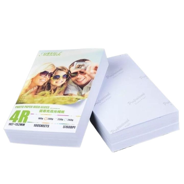 100 Sheets 4"x6" High Quality Glossy 4R Photo Card 230gsm