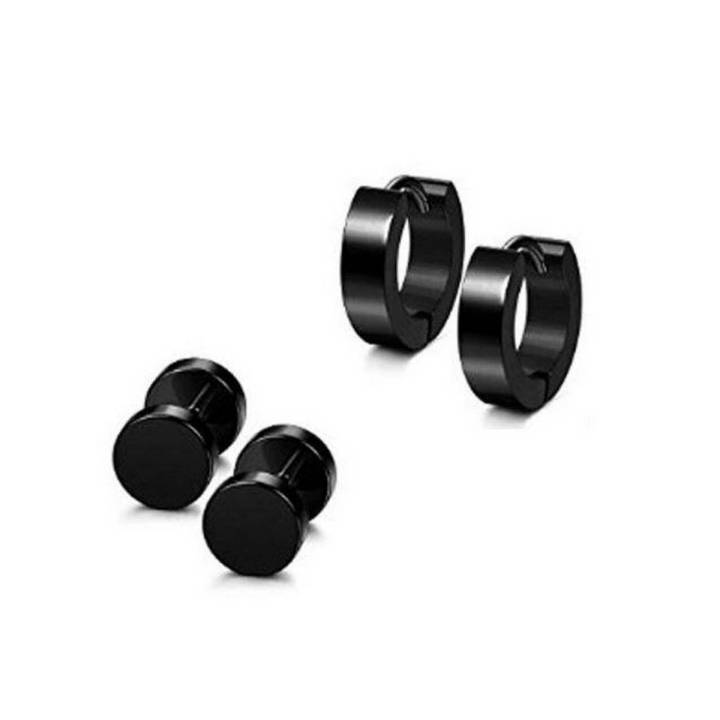 Pack of 2 Black Punk Earrings