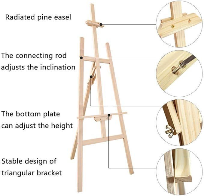 DK Traders Pine Wooden Foldable A-Frame Easel | Adjustable Display ...