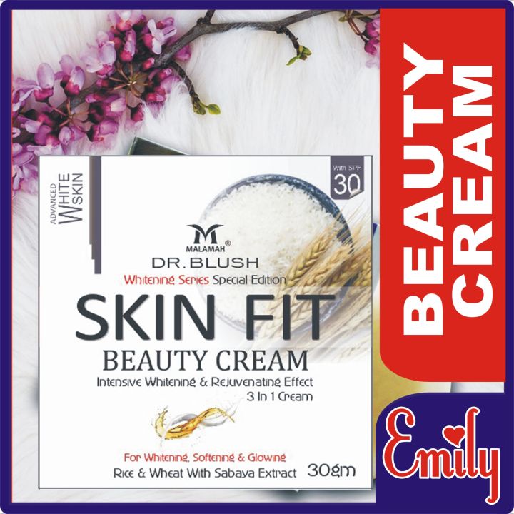 MALAMAH DR BLUSH SKIN FIT RICE AND WHEAT BEAUTY CREAM SKINFIT 3 IN 1 MULTI VITAMIN BRIGHTENINGS SERIES CREAM WITH SABAYA EXTRACTS, FOR ADVANCE FACE FRESHNESS, FRECKLES, ANTI WRINKLES, ANTI AGING, DARK CIRCLES, DEEP SKIN TREATMENT AND ULTRA HD GLOW SPF 30