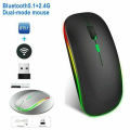 2.4GHz Wireless Mouse RGB Bluetooth 1600DPI Computer Mouse Silent Rechargeable Ergonomic Mouse With LED Backlit USB Optical Mice For PC Laptop. 