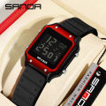 Sanda Classic Small Square Watch Simple Trendy Night Light Waterproof Electronic Men's Watch SD2174-8. 