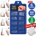 WANTER 100Pcs Fake Nails For Girls, With 3 Nails Glue Sheet, Square Almond Oval Coffin Shape Natural & Transparent Color Artificial Nails Kit Fake Nails Acrylic Nails For Girls Beautiful Nails False Nails With Nails Glue Stickers. 