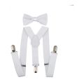 Elastic Gallace Suspenders Set With Silk Bow Tie For Boy's Girl's ( 5 Years To 14 Years). 
