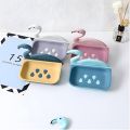 Flamingo Shape Soap Box, Self-Adhesive Soap Holder Dish - PP Plastic, Stylish and Durable Bathroom Storage Tray (1pc). 