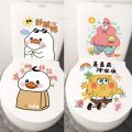 Cute cartoon spongeBob SquarePants toilet stickers, bathroom waterproof stickers, personality funny toilet seat decoration stickers. 