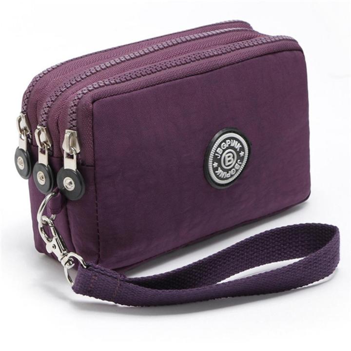 【DM bag factory Store】J-BG PinK Nylon Double Pocket With Zipper Coin Holder 2022 Bracelet Clutch Slim Purse Girl Cheap  Sale Ladies wallet