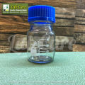 Reagent Bottle, 100ml - Culture Bottle -Transparent with Blue Screw Cap – Media Bottle - White Graduations - Borosilicate 3.3 Glass – Normax. 