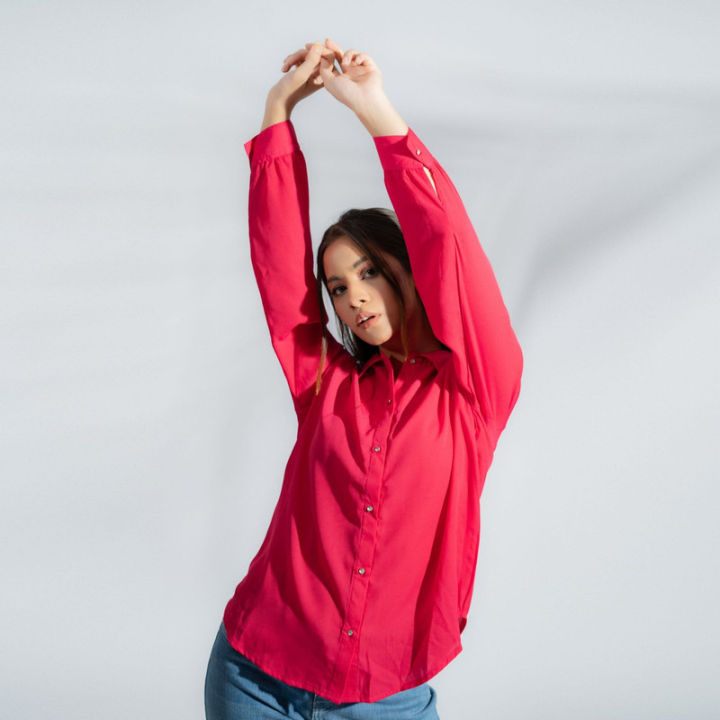 Women's%20Button%20Down%20Shirt%20Hot%20Pink%20-%20Image%203