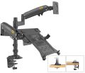 ENRG NB North Bayou H180 Dual Arm 2 in 1 Combo Laptop Mount with Adjustable Tray for 10-17” Notebook Full Motion Monitor Desk Mount Arm Stand Full Motion Swivel Monitor Arm with Gas Spring for 17 - 32 Inches LCD And Monitor. 