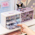 Kawaii Sanrio Girls Cinnamoroll Desktop Storage Box Kuromi Melody 6 Grids Drawer-type Stationery Desk Accessories Organizer Box. 