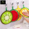 Hand Towel Children's Handkerchief Kitchen Strong Water Absorption Cartoon 1PC Hand Towel Home Cute Fruit Shaped Hanging Type. 