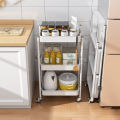 Multi Purpose 3 Layers Storage Trolley with Wheels - Metal Rolling Organizer Cart Foldable Trolley Rack for Kitchen And Multipul Use Foldable Utility Shelf Rack - Rolling Storage Cart with Lockable Casters Trolley.. 