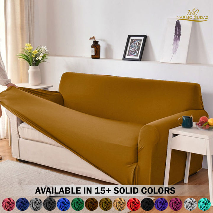 Stretchable Jersey 1, 2, 3, 5, 6 , 7 Seater Sofa Cover Elastic Fitted Solid Color  Comfortable Couch Cover | Universal Fit