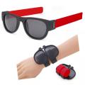 【Footprint】 Wrist Sunglasses Foldable Roller Skate Bracelet Men And Women Wristband Collapsible Sunglasses Sunglasses (Red). 