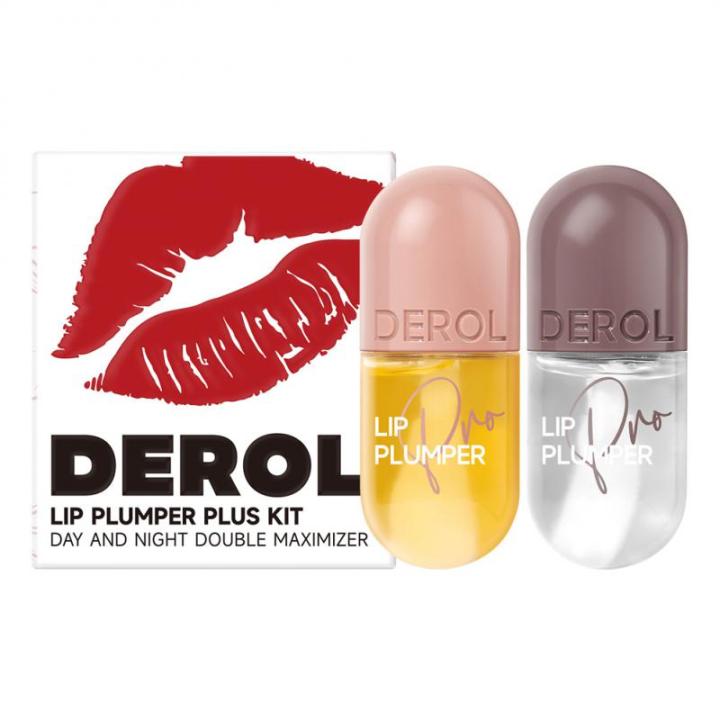 DEROL Lip Plumper Set Lip Care Gloss Can Make The Lips Fuller And Maximizer Lip Gloss Lipstick Fuller Enhancer Women Cosmetics