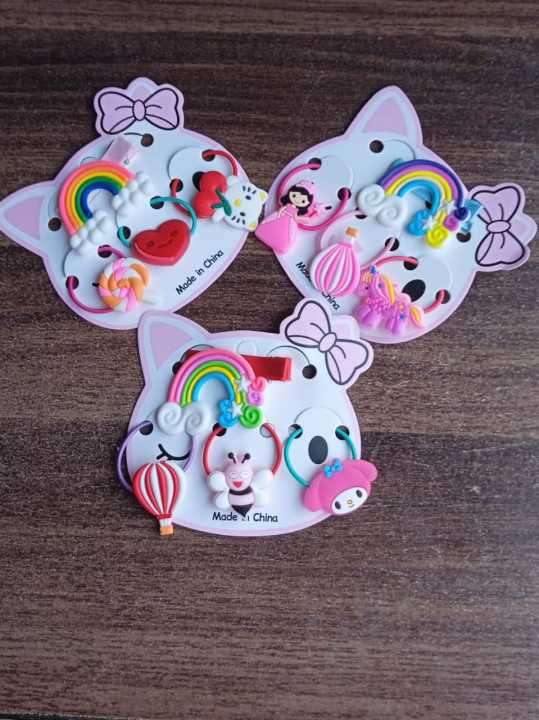 Hair Pony & Pins for Baby Girls & Mixed styles Rainbow , Cartoon Bee and fruit Lovely Candy Colorful Plastic.