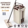 Flat Mop Bucket System Separates Dirty and Clean Water with Washable & Reusable Microfiber Pads for Home Kitchen Floor. 