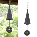 1 Piece Retro Design Iron Triangle Wind Bell with Compass Metal Wind Chimes Decor. 