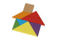 7 Pcs Wooden Geometrical Shape's Block's-With Iron Tin Box- Colorful Blocks - Kids Early Learning Educational Puzzle Toy -   Geometric Intelligence  Tangram  Puzzle. 