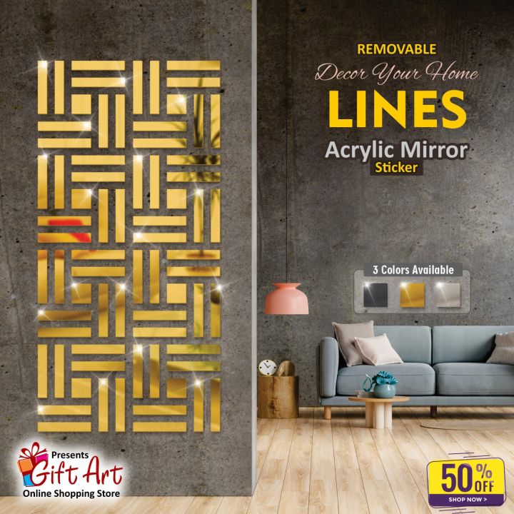 Golden%20LINES%20Acrylic%20Mirror%203D%20Wall%20Panels%20%20Art%20For%20Living%20Room,%20Bedroom%20and%20Bathroom%20-%20Gifts%20Art%20-%20Image%204
