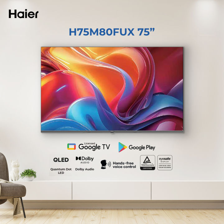 Haier 75 inch H75M80 LED - Google TV - Bezel Less - DBX TV (4K/Dolby/KEF/MEMC) Haier Warranty