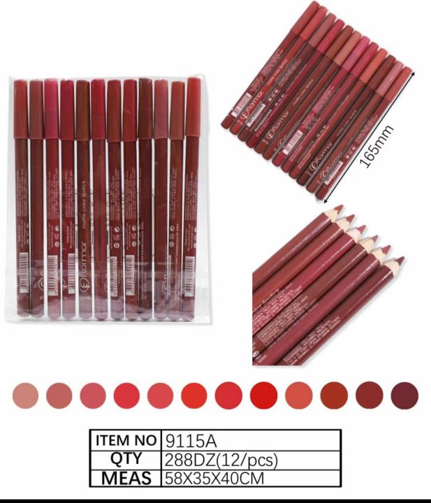 FLARMAR  MATTE COLOR LIPSTICK  WATERPROOF LIPSTICK PENCIL  12 Pcs in one pack
