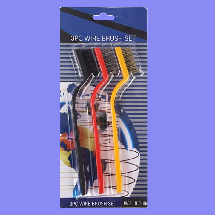 Pack of 3 Wire Brushes Kitchen/Electronics/Motors Degreasing Cleaning