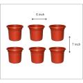 Pack of 6 Plastic Flower Pot 7 inch size for gardening of live plants. 