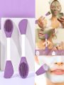 2 in 1 Face Mask Brush, Silicone 2In1 Facial Cleansing, mask brush silicone, mask brush facial, Silicone Double Head Mask Brush, Silicone Face Wash Brush, Mud Film Special Scraper Applicator, Facial Cleansing Brush, facial cleansing brush silicon. 
