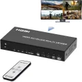 FJGEAR 4K HDMI Multi Viewer Switch 4x1, Quad Seamless HDMI Switcher, 4 in 1 Out with Loop Split Screen, 5 Display Modes, Support 4K@30Hz, with IR Remote, for Security Cameras, Monitors, Gaming Consoles. 