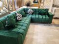 Metro Furniture - L Shape Premium Sofa | Completely Velvet Furnished | Tufted Back & Seats | With Cushions |. 