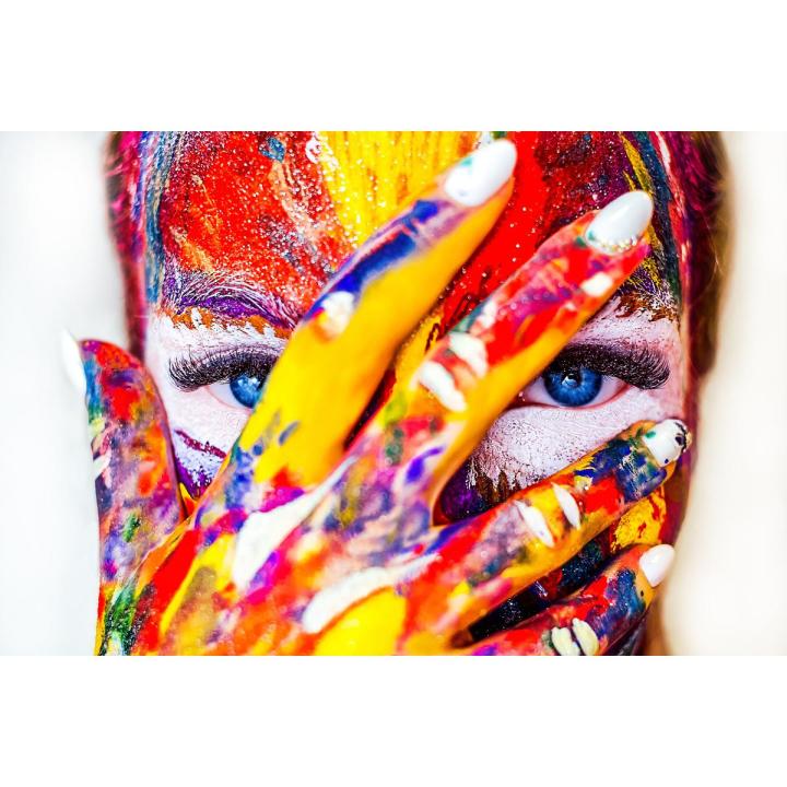 Colorful abstract paintings of women's faces wall Decor UV Panaflex Poster without Frame Size : 16L x 22W Inches (J-030)