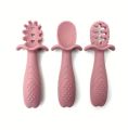Baby & Toddler Spoon   All Natural Wooden Spoon Set w/Soft Curved Food Grade Silicone Head, Self-Feeding Utensils, BPA Free, Toddler & Child Tableware. 