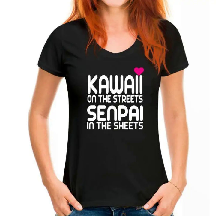 Kawaii on the streets Senpai in the Sheets Cute Anime Japanese Inspired T-shirt summer o neck tee free shipping soft tee fro men