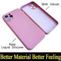 【Become iPhone 12 With Logo Straight Square Edge Liquid Silicone Soft Phone Case For iPhone 11 Pro Max X XR XS Max 8 7 6 6S Plus + SE 2020 Phone Cover Casing With Velvet Inside With Full Cover Camera Protection. 