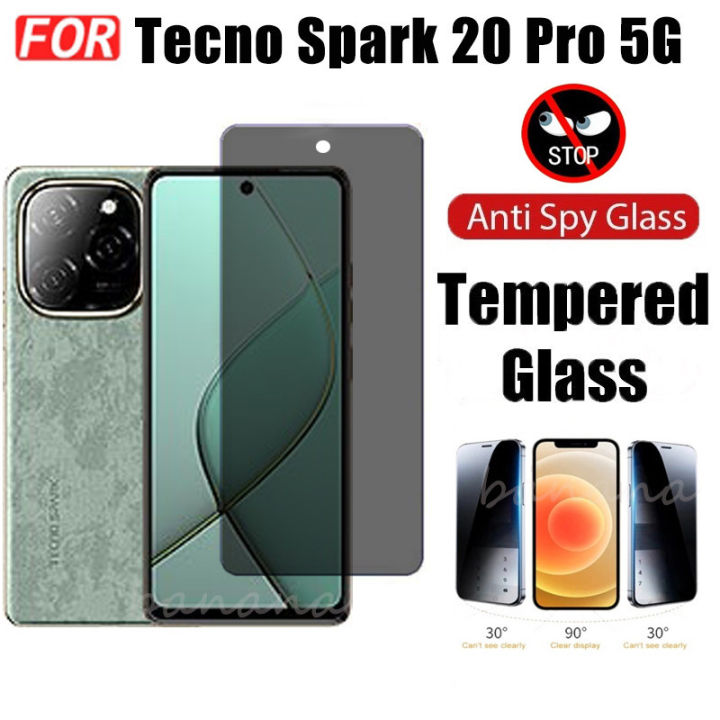 For Tecno Spark 20 Pro 5G Privacy Screen Protector Tempered Glass for Spark 20P 20C GO 2024 Anti Peeping Ceramic Film