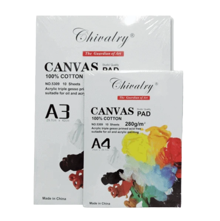 A4 A3 CHIVALRY ARTISTS CANVAS BOOK 100% Cotton Canvas Pad 280g/m
