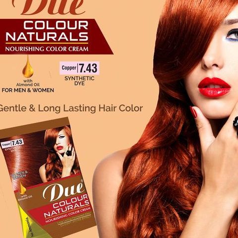 DUE Hair Color Sachet Copper 7.43 – For Men and Women - Permanent Color Long Lasting