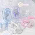 7pcs/set New Mini Efficiency Tool Set Highlighter Hole Punch Stapler Set Portable Blind Box Organizer Bag Student Stationery. 