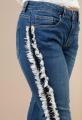 Ignite Womens Side Fringe Slim Fit Jeans - Mid Blue. 