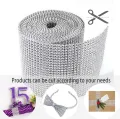 Gold Diamond Sparkling Rhinestone Mesh Ribbon for Event Decorations, Wedding Cake, Birthdays, Baby Shower, Arts & Crafts, 4.75  x 5 Yards. 