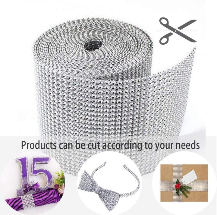 Gold Diamond Sparkling Rhinestone Mesh Ribbon for Event Decorations, Wedding Cake, Birthdays, Baby Shower, Arts & Crafts, 4.75  x 5 Yards