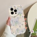 For Tecno Spark 10C Go 2023 10 Camon 20 Infinix Hot 10Lite 20i 8 30i Hot 12 30 9 10 11 20 10T Play Note 12 G96 30 Pro Smart 7 5 6 Plus Retro Fresh Blue Flower Cartoon Cute Cat Cover. 