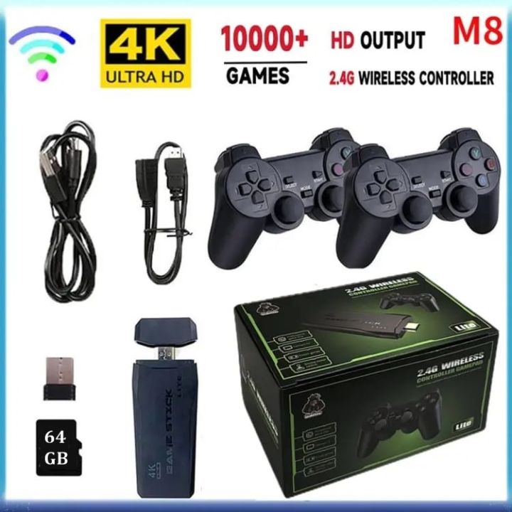 M8%20Wireless%20Retro%20Game%20Console%20%7C%20Plug%20and%20Play%20Video%20Game%20Stick%20%7C%20Built%20in%2010000+%20Games%20%7C%209%20Classic%20Emulators%20%7C%204K%20High%20Definition%20HDMI%20Output%20for%20TV%20with%20Dual%202.4G%20Wireless%20Controllers%20(64GB%20Card)%20-%20Image%207