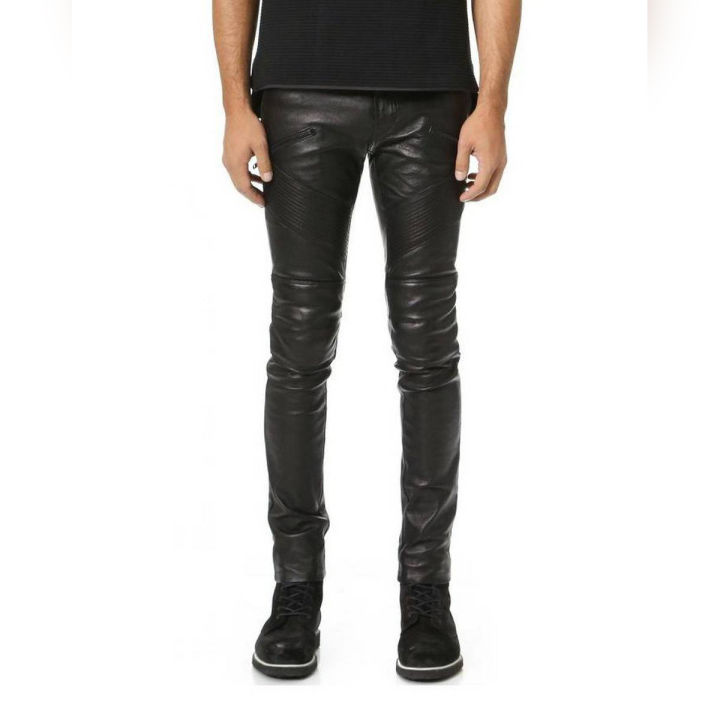 Black Leather Pant For Men - Stay Stylish With A Black Leather Pant- Premium Quality With Fine Stitching For Elegant Look